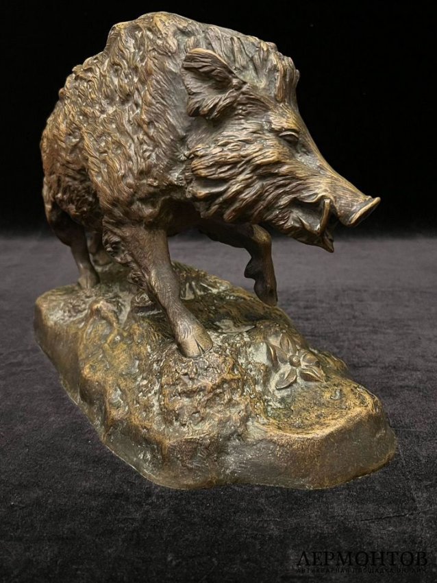 Скульптура Кабан. Франция, Париж, Fratin, 19 век. Бронза, патинирование.