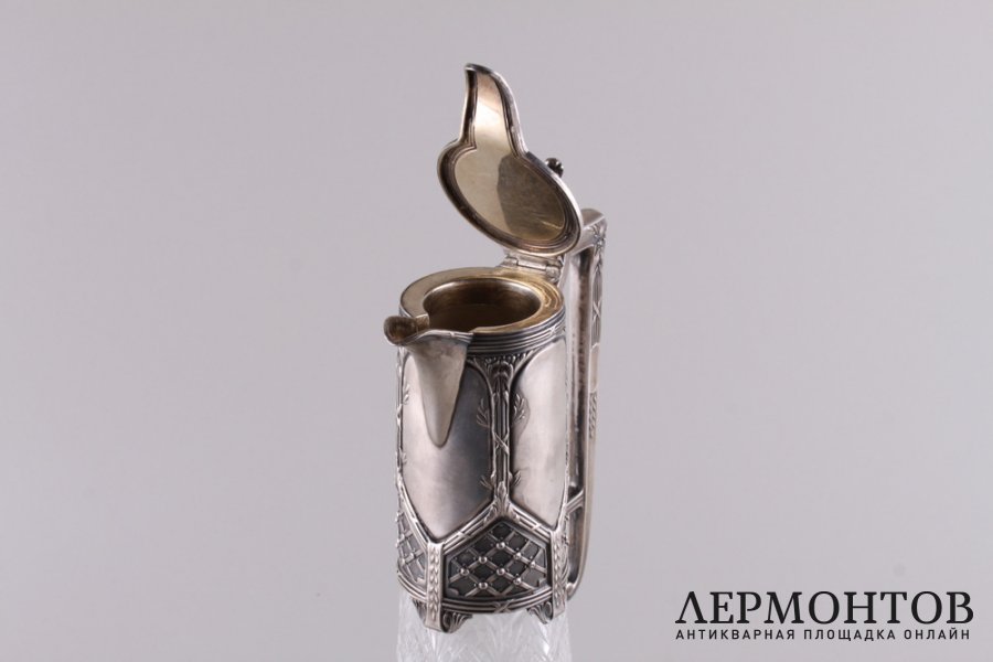 Кувшин в стиле модерн. Серебро 900 пробы, хрусталь. Европа, 1890-1910-е гг.