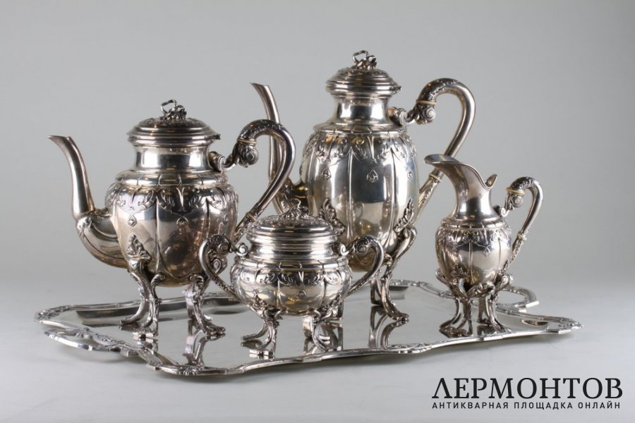 Сервиз чайно-кофейный. Серебро 900 пробы. Австрия, конец 19 века.