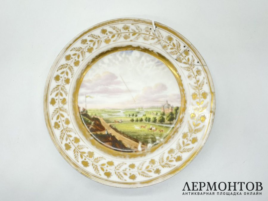 Тарелка Стремсхольмский дворец. Франция, Darte Freres, нач. 19 века. Фарфор, роспись.