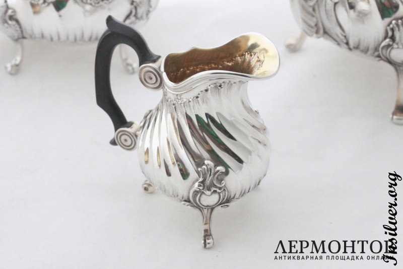 Чайно-кофейный сервиз Lapar. Серебро 950. Франция