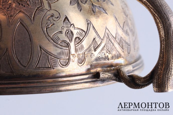 Чайная пара. Жолпин Николай. Серебро 84 пробы. Россия, Санкт-Петербург, 1856 год.