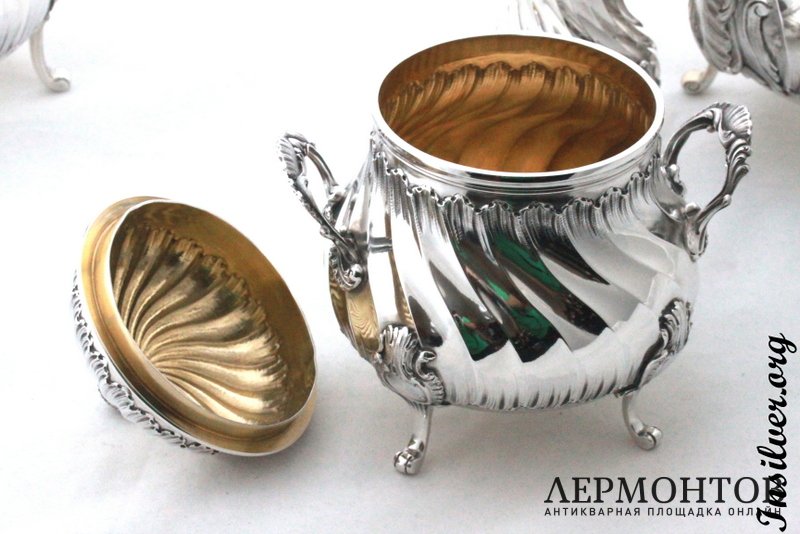 Чайно-кофейный сервиз Lapar. Серебро 950. Франция