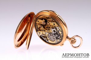 Карманные часы с хронографом и репетиром Volta. Золото 750. Швейцария