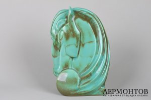 Статуэтка Голова лошади в стиле Ар Деко. Италия, 1950-е гг. Керамика, роспись.