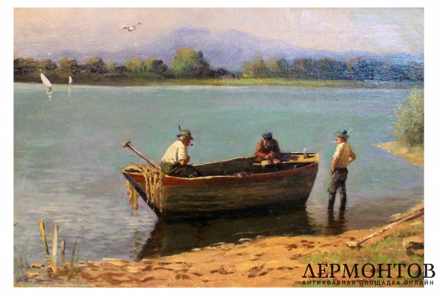 Картина. Рыбаки. Carl Muller-Baumgarten. Холст, масло.