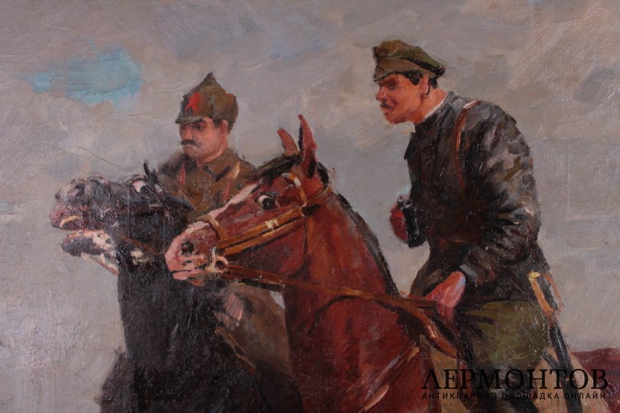 Картина.  Всадники-красноармейцы. Сцены из гражданской войны. 1954 г. Черняев Дмитрий Петрович.