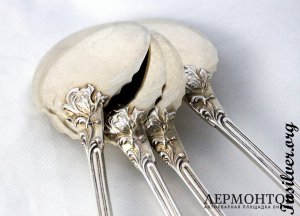 Набор ложек для мороженого. Серебро 950. Франция
