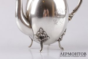 Кофейник в стиле рококо. Серебро 800 пробы. Германия