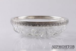 Набор вазочек для сервировки. Серебро 800, хрусталь. Польша