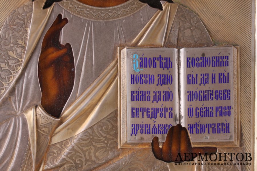 Икона Господь Вседержитель в серебряном окладе с эмалями. Николай Тарабров