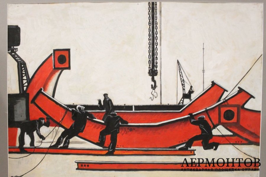 Курзенков Л.С. Порт. Бумага, акварель, 1960-70е гг. В раме.