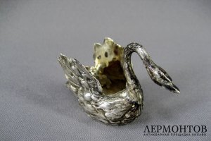 Солонка лебедь. Серебро 800 пробы. Германия, вторая половина XIX века. 