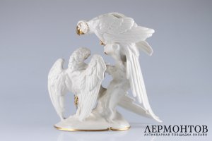 Статуэтка Попугайчики. Германия, Бавария, Хученройтер, 1920-1938 гг. Фарфор, глазурь.