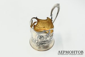 Подстаканник с декором в виде слонов.  СССР, Московская ювелирная фабрика, 1956 г.  