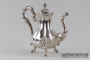 Кофейник в стиле барокко. Martial Fray. Серебро 950 пробы. Франция, XIX век.