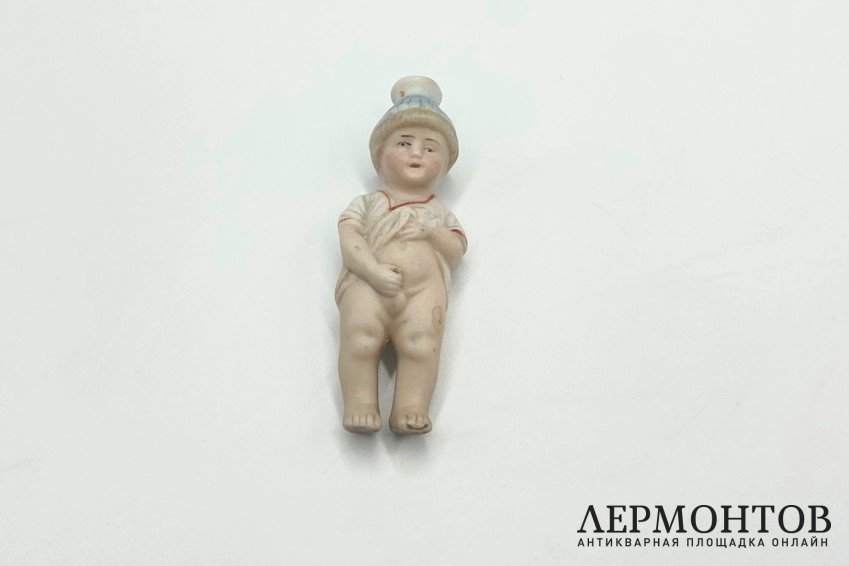 Флакон -кунштюк для духов Мальчик. Германия, кон. 19 - 1 треть 20 в. Бисквит, роспись