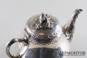 Чайник в стиле рококо. Серебро 84 пробы. Россия,1875-1894 годы