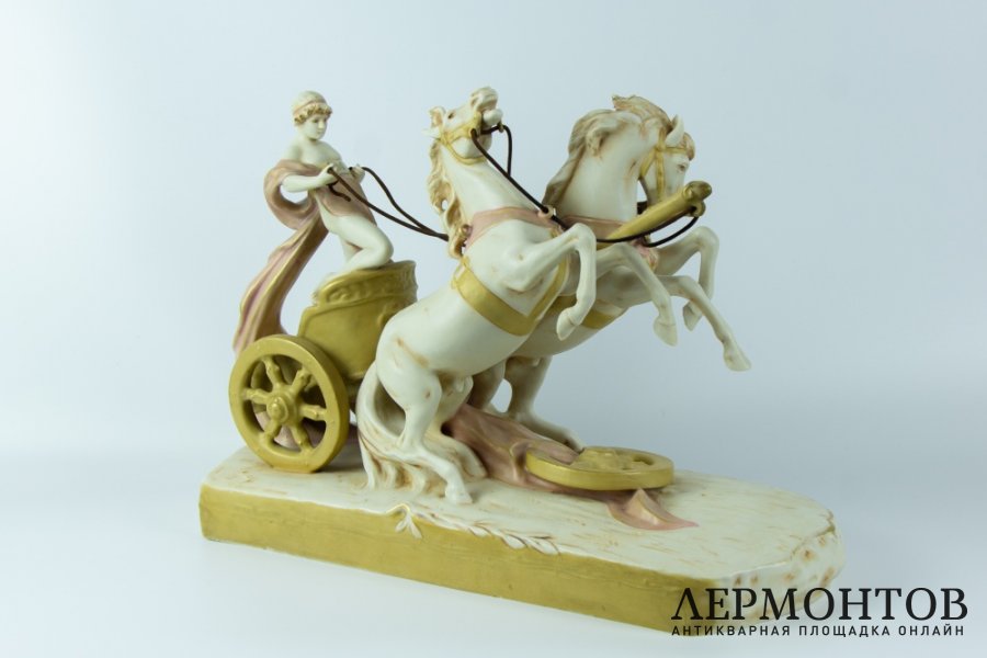 Скульптурная композиция Колесница. Фарфор, роспись.Royal Dux, до 1920 г.