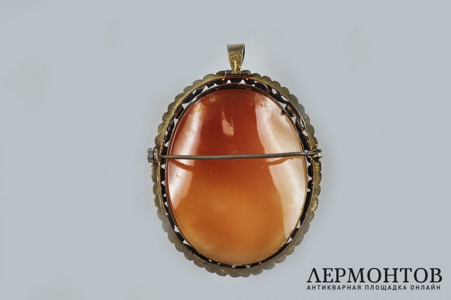 Камея. Агат, серебро 900 пробы, золочение. Европа, XIX век.  