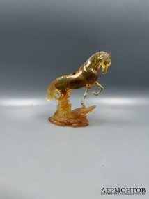 Скульптура «Вздыбленный конь». Цветной хрусталь, Cristal de Paris, Франция