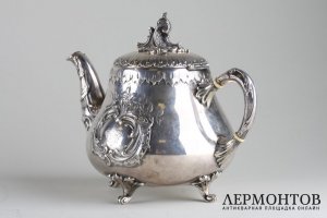 Чайник в стиле рококо. Серебро 84 пробы. Россия,1875-1894 годы