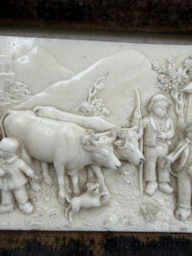 Плакетка «Пастораль» в раме. Фарфор, Западная Европа, конец 19 — начало 20 века