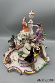 Скульптурная группа «Грот. Охота». Фарфор, роспись, Nymphenburg, скульптор Ф. А. Бустелли, Германия, 19 век