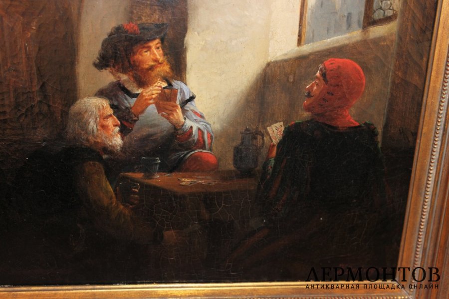 Картина. Игра в карты. Генрих Брелинг. Холст, масло. Германия