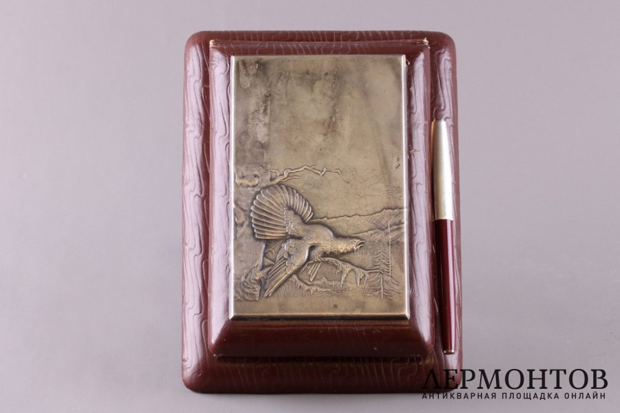 Блокнот настольный с ручкой. Серебро 875. СССР, 1927-1955 гг.