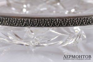 Большая ваза для сервировки. Серебро 800, хрусталь. Польшая