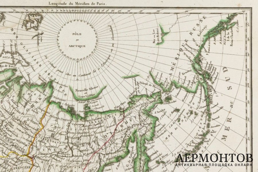 Карта. Российская империя. Сибирь и Русская Америка.  Мальт-Брюн. Франция, 1812 год.