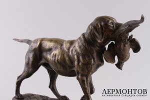 Скульптура Собака с дичью. Зап. Европа, автор мод. E. Delabrierre, кон.19-нач.20 в.