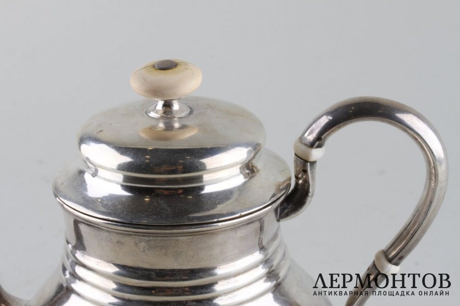 Чайник. Серебро 84 пробы, кость. Российская империя, Мухин А., 1876.