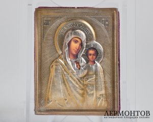 Икона «Казанская Божия Матерь». Серебро с позолотой, современная работа