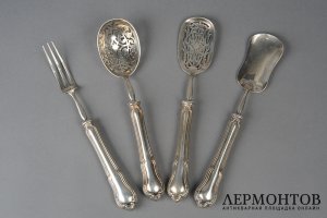 Набор для сервировки стола из 4 предметов в родной коробке. Франция, серебро 950 пр.