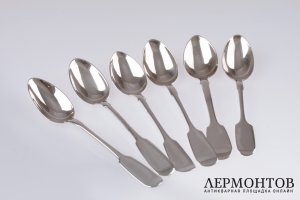 Набор чайных ложек. 6 шт. Серебро 84. Российская империя