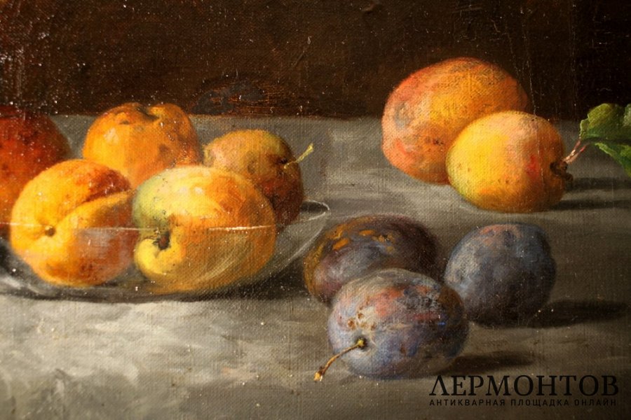 Натюрморт с розами и фруктами. Худ. Heinz Rauh. 1913 г. Холст, масло.