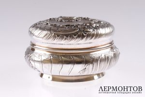 Конфетница с крышкой V.Boivin. Серебро 950. Франция