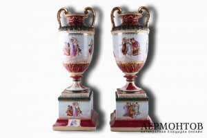 Вазы парные. Фарфор, предп. Royal Vienna, Австрия, рубеж XIX - XX вв.