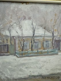 Картина «Зима в деревне». Оргалит, масло, Б. Е. Владимирский, Россия, начало 20 века