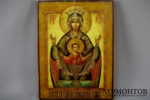 Неупиваемая Чаша. Дерево, темпера. Россия, рубеж XIX-ХХ веков.