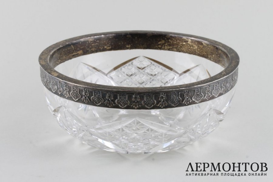 Конфетница. Серебро 84 пробы, хрусталь. Российская империя, 1908-1917.