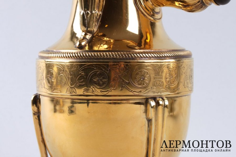 Кофейник в стиле ампир. Aucoc. Серебро 950, золочение. Франция, конец XIX в.