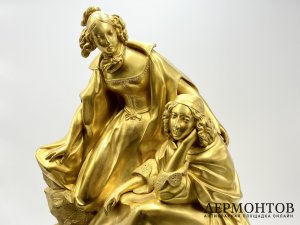 Каминные часы Дамы. Франция, Париж, 1840-е гг. Бронза, золочение. 