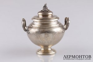 Сахарница в неоклассическом стиле.  Tallois. Серебро 950 пробы. Франция, XIX век.
