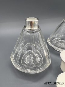 Пара флаконов с костяными крышками. Серебро 950 пробы, кость, стекло, Eusebe Callot, Франция, 2-я половина 19 века