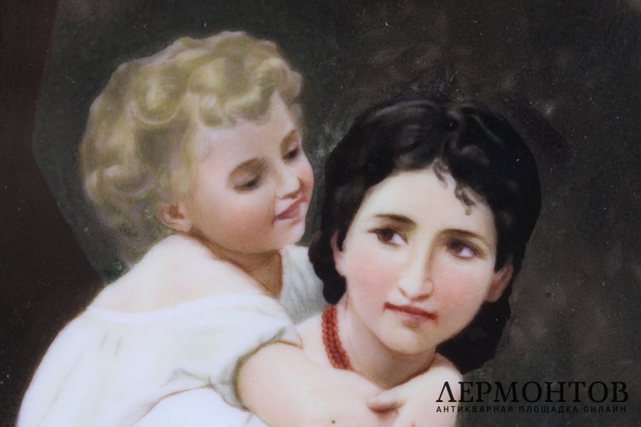 Пласт Девочка, несущая малыша на плечах. Фарфор, живопись. KPM. Германия