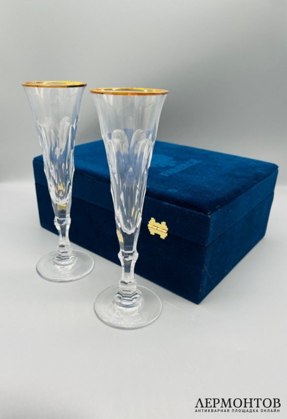 Парные фужеры для шампанского. Хрусталь, золочение, Faberge, Франция, современная работа