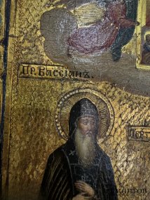Икона «Преподобные Вассиан и Иона Пертоминские». Дерево, Россия, 19 век